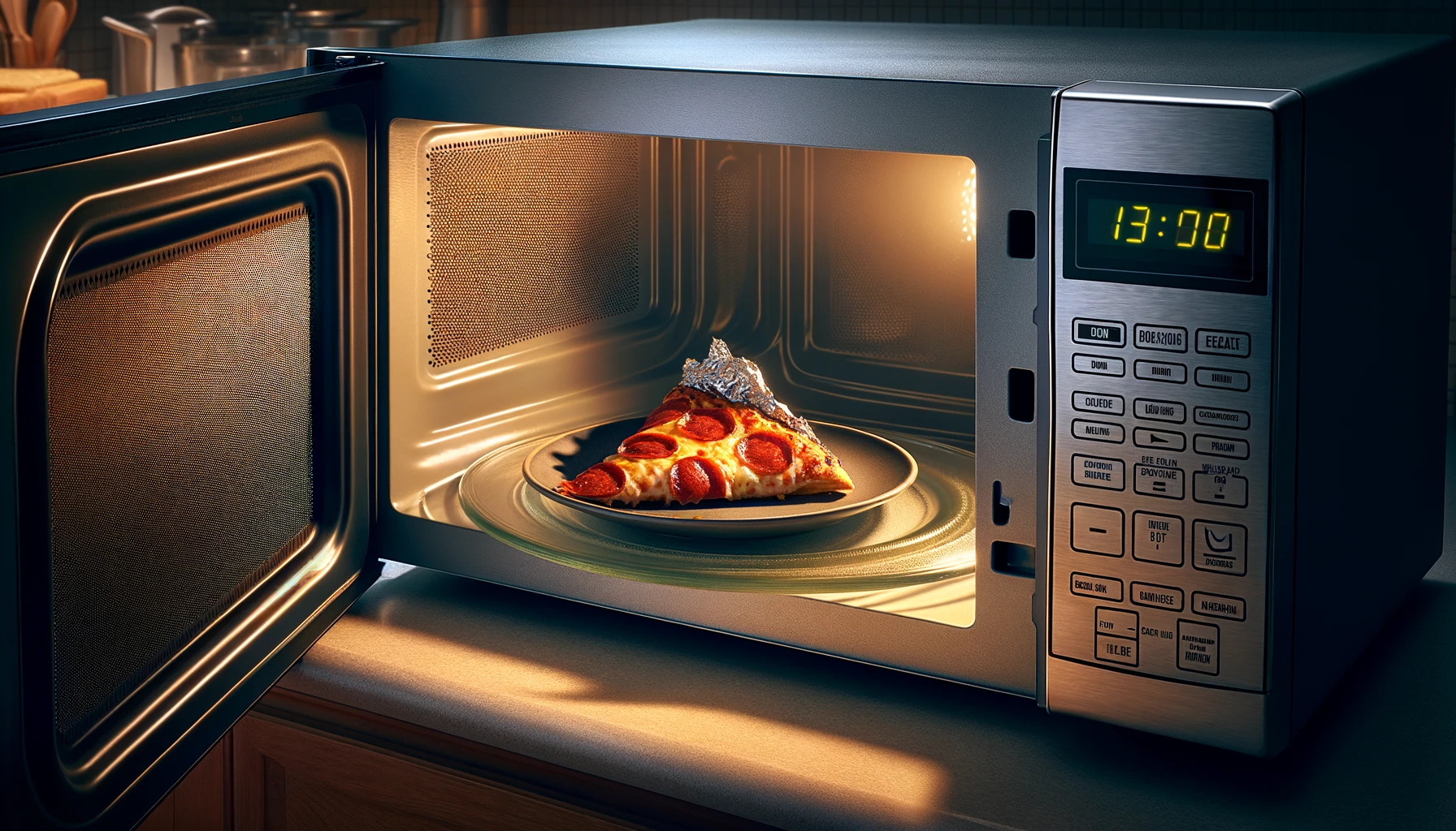 My microwave is sparking because pizza crust contains foil